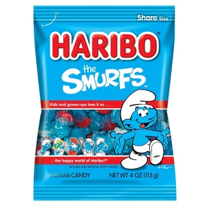 image:imageHARIBO Gummi Candy FizzyCola Gummy Candy Soda Bottles 5 Ounce Share Size Bags Pack of 12 Delicious Soft amp Chewy Sweet Snacks Sour amp Tangy Cola FlavorSmurfs