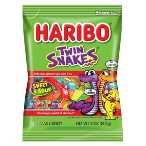 image:imageHARIBO Gummi Candy FizzyCola Gummy Candy Soda Bottles 5 Ounce Share Size Bags Pack of 12 Delicious Soft amp Chewy Sweet Snacks Sour amp Tangy Cola FlavorTwin Snakes