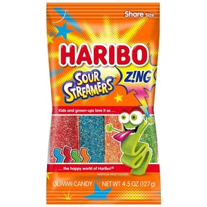 image:imageHARIBO Gummi Candy FizzyCola Gummy Candy Soda Bottles 5 Ounce Share Size Bags Pack of 12 Delicious Soft amp Chewy Sweet Snacks Sour amp Tangy Cola FlavorZNG Sour Streamers