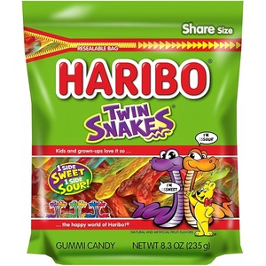 image:imageHARIBO Gummi Candy Sweet amp Sour Goldbears Gummy Bears with A Twist 256 Ounce Resealable Party Size Bag Delicious Soft and Chewy Snacks Assorted Fruity FlavorsTwin Snakes