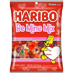 image:imageHaribo Gummi Candy  Valentines Day Limited Edition  Raspberry Cherry amp Pineapple Be Mine Mix  4 oz Pack of 12Be Mine Mix